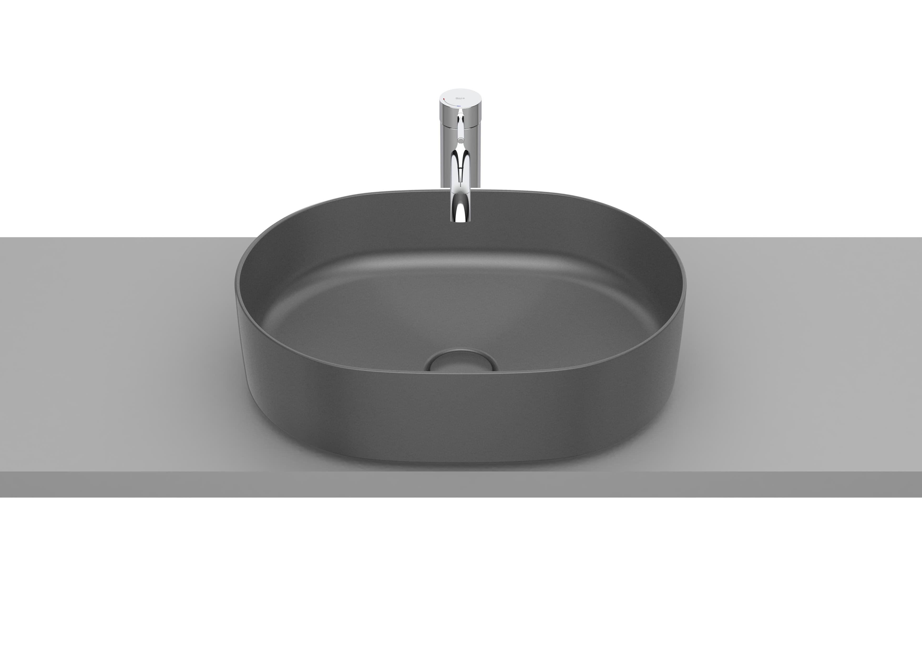 Sanitaire Lavabos INSPIRA A327520000 Vasque à poser rectangulaire Round en FINECERAMIC® Bonde de vidage céramique incluse. Sans trop-plein Roca 4 - Mirage ceramica