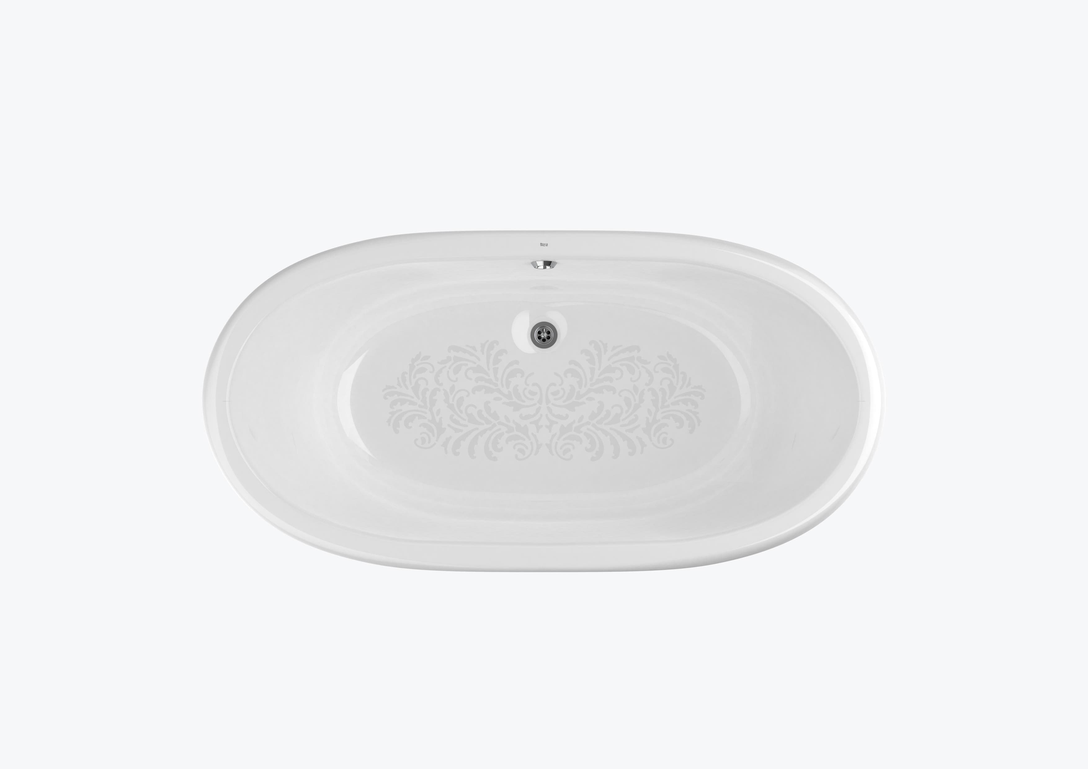 Sanitaire Baignoires NEWCAST A233650007 Baignoire fonte émaillée ovale avec fond antidérapant, extérieur blanc Roca 2 - Mirage ceramica