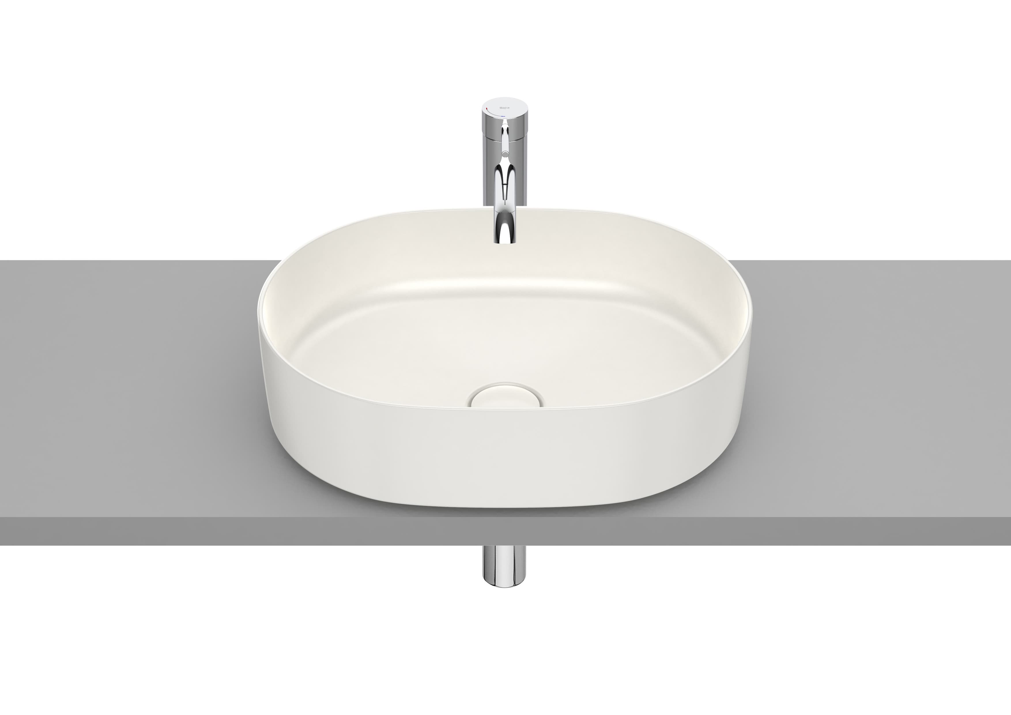 Sanitaire Lavabos INSPIRA A327520000 Vasque à poser rectangulaire Round en FINECERAMIC® Bonde de vidage céramique incluse. Sans trop-plein Roca 5 - Mirage ceramica