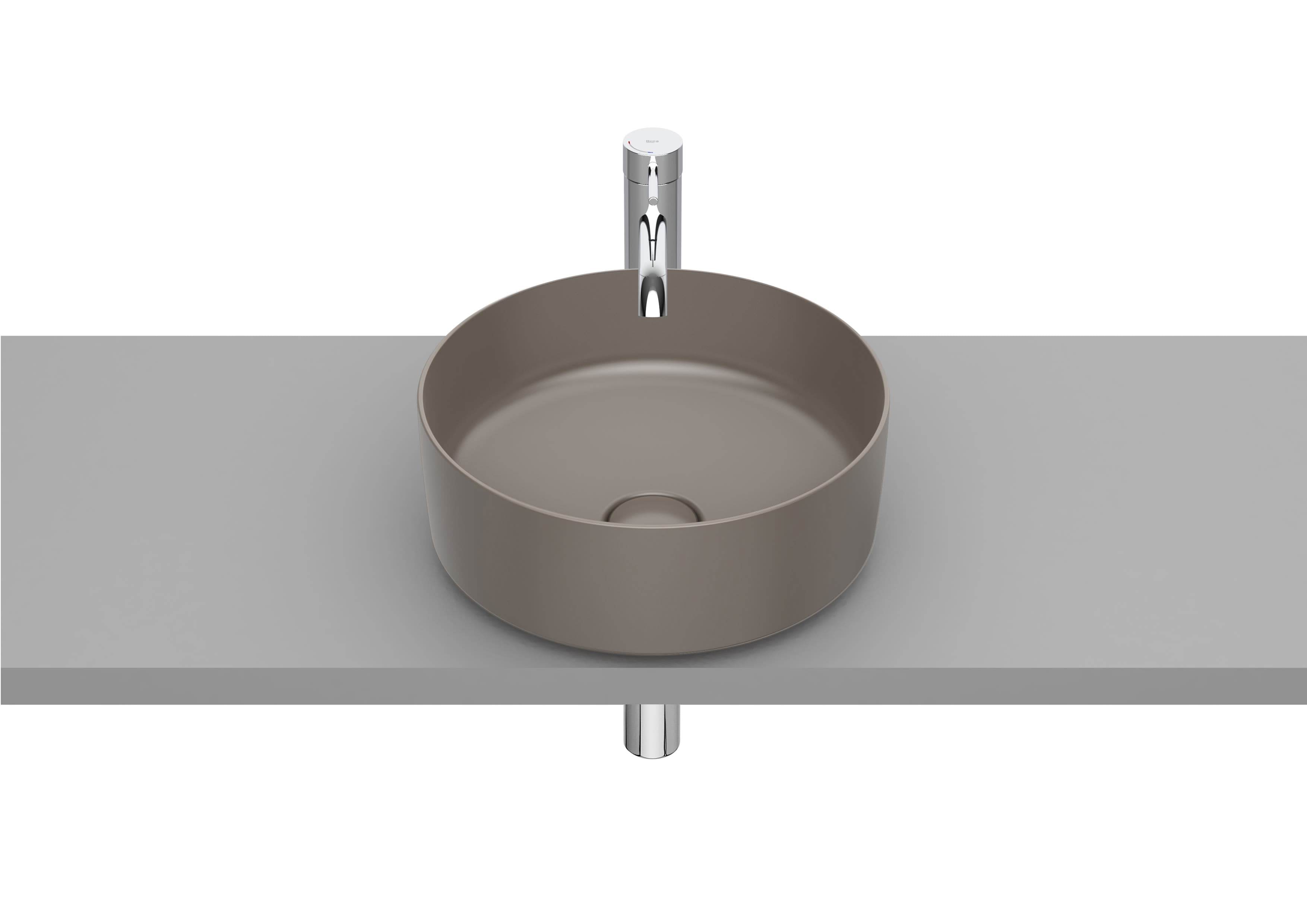 Sanitaire Lavabos INSPIRA A327523000 Vasque à poser Round en FINECERAMIC® avec bonde de vidage en céramique. Sans trop-plein. Roca 6 - Mirage ceramica