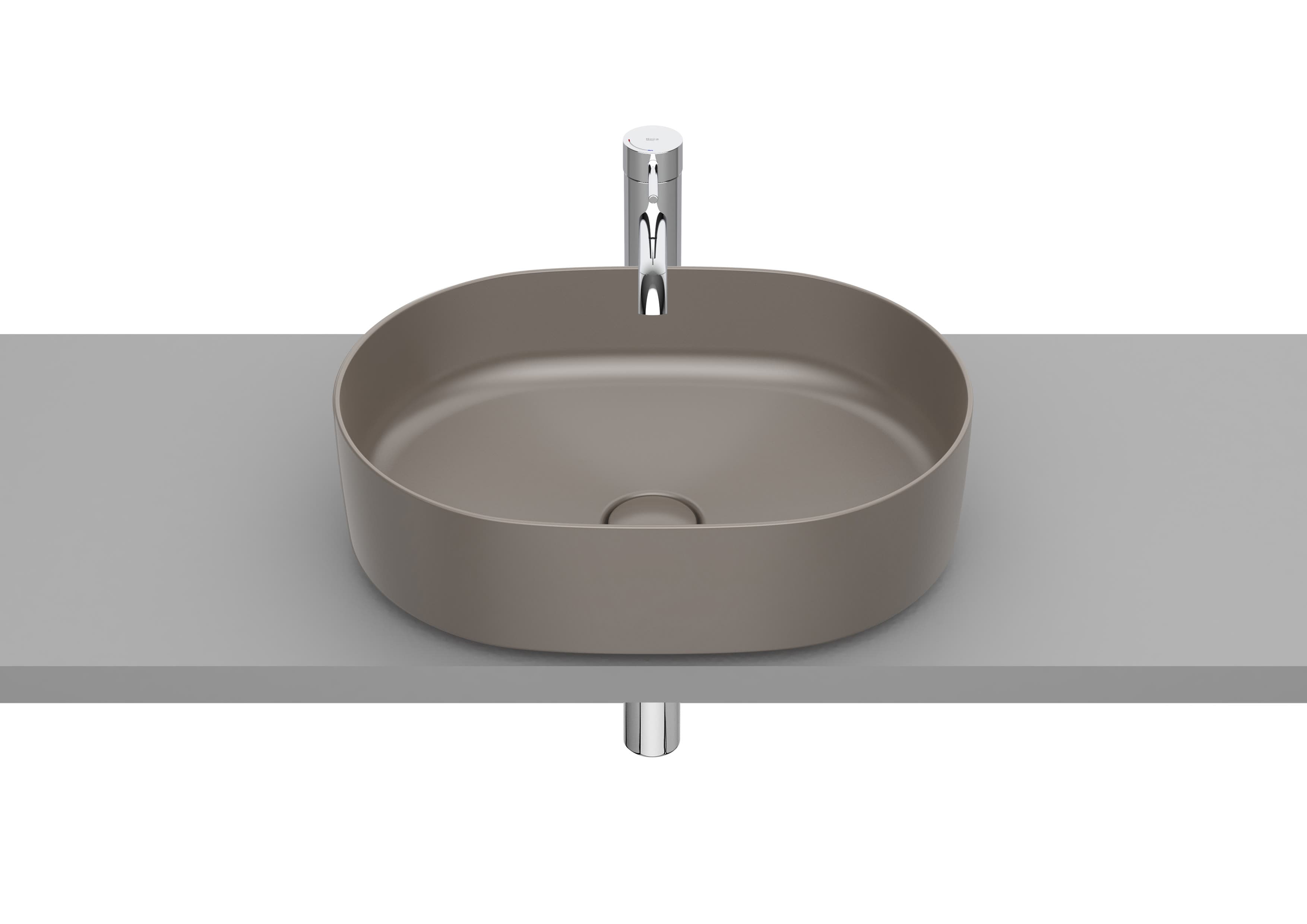 Sanitaire Lavabos INSPIRA A327520000 Vasque à poser rectangulaire Round en FINECERAMIC® Bonde de vidage céramique incluse. Sans trop-plein Roca 6 - Mirage ceramica