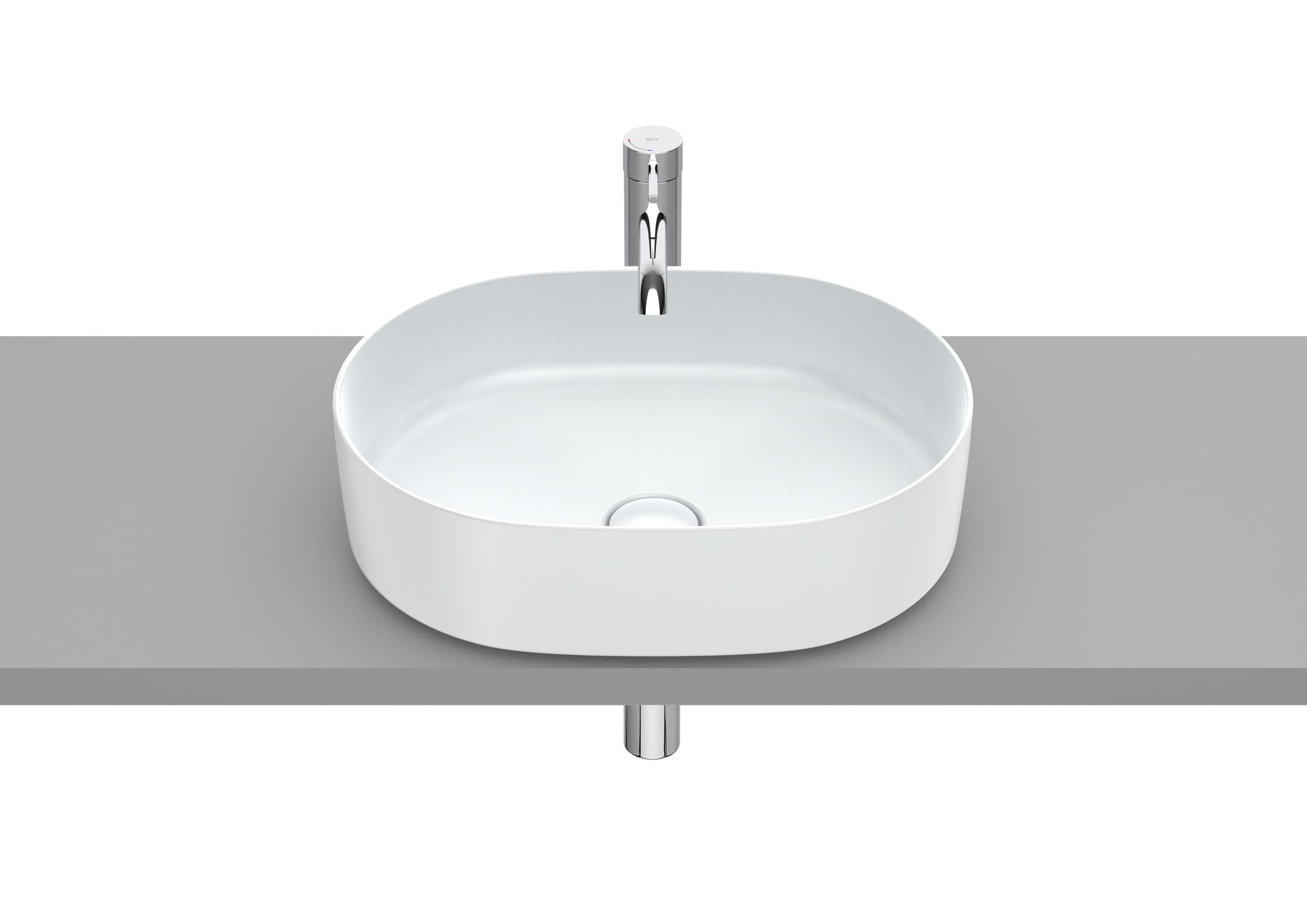 Sanitaire Lavabos INSPIRA A327520000 Vasque à poser rectangulaire Round en FINECERAMIC® Bonde de vidage céramique incluse. Sans trop-plein Roca 3 - Mirage ceramica