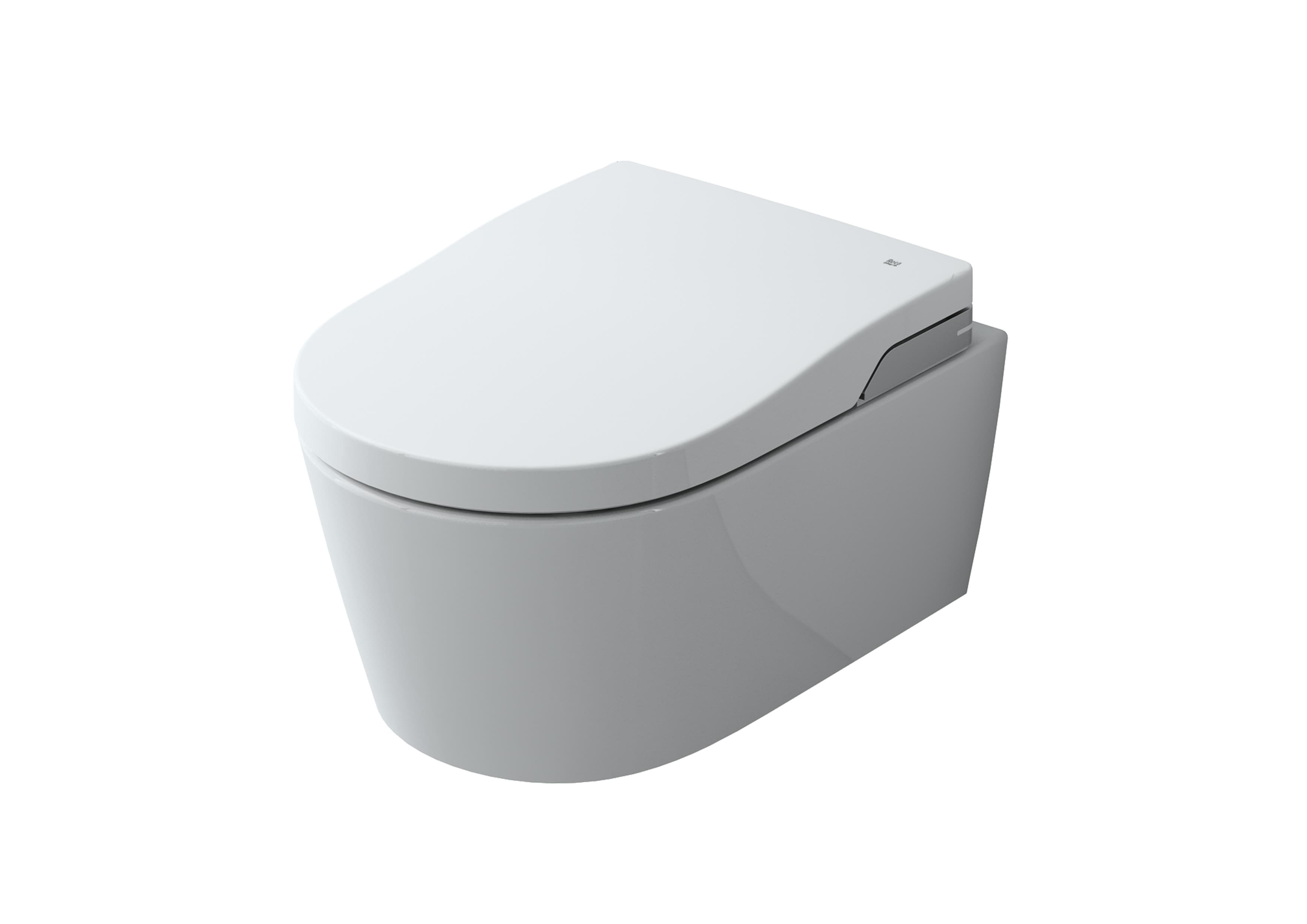 Sanitaire WC INSPIRA A803060001 In-Wash® - Cuvette de WC lavant suspendue en porcelaine vitrifiée sans bride Rimless. Avec sortie horizontale. Besoin d'une alimentation électrique. Roca 2 - Mirage ceramica