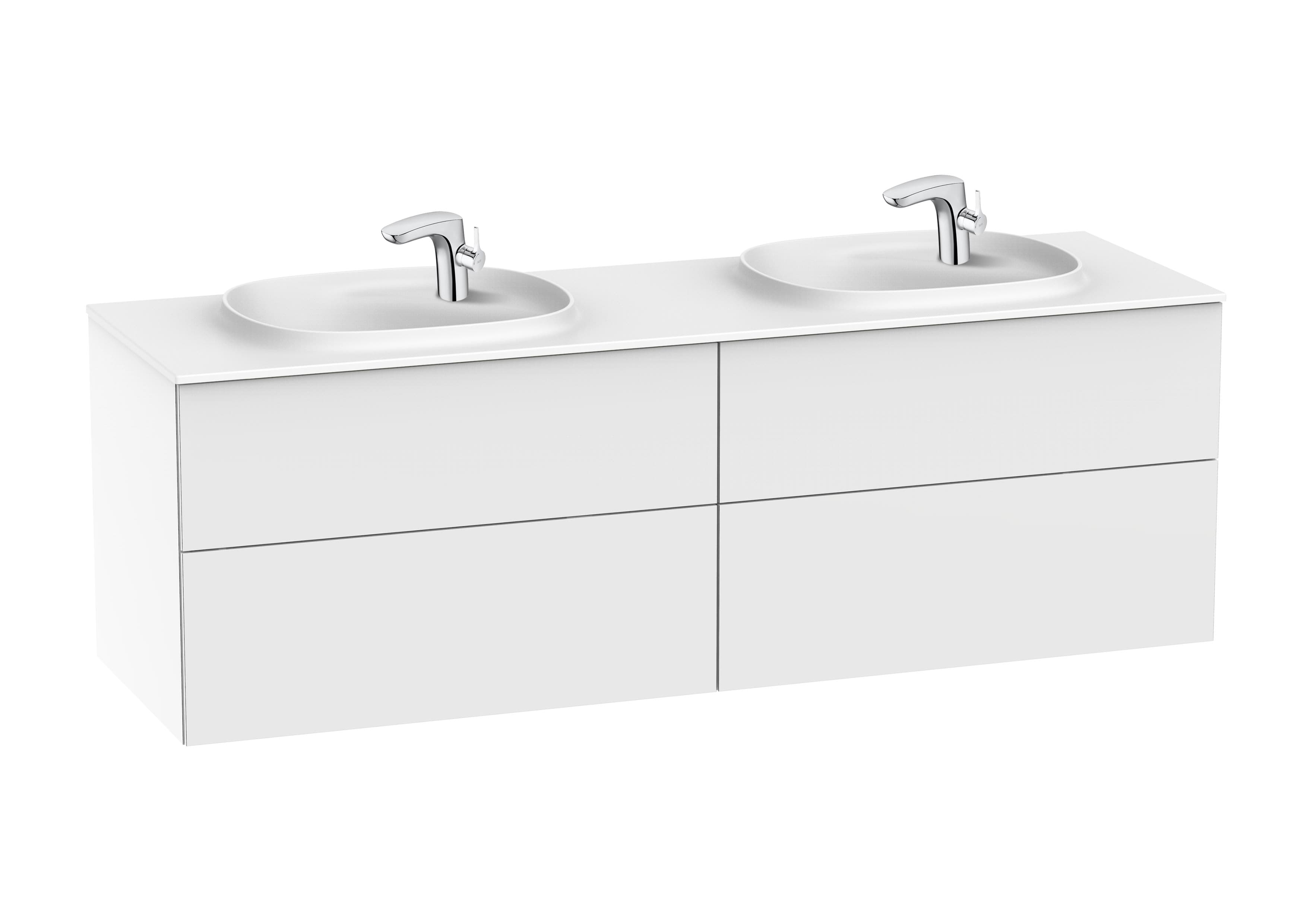 Sanitaire Meubles Salle de bain BEYOND A851395402 Unik ( ensemble meuble 4 tiroirs, lavabo double en SURFEX® ) Roca 2 - Mirage ceramica